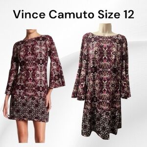 Vince Camuto Crepe Shift with Flare Sleeve Size 12